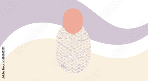Abstract Baby Swaddled In A Cozy Blanket With Minimalist Pastel Background