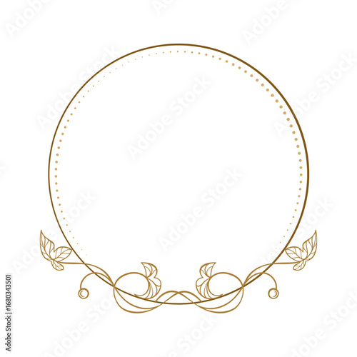 Floral leaf circle frame. Decorative botanical border ornament.