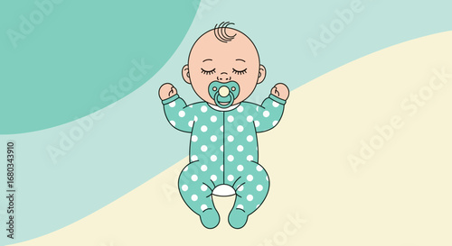 Adorable Sleeping Newborn Baby With Pacifier, Peaceful Infant in Relaxed Pose, Comforting and Calm