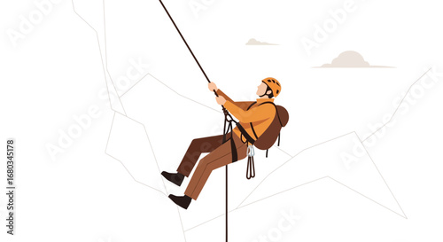 Adventure Seeker Ascending Mountain: A Vector Illustration of Courage, Determination, and Growth