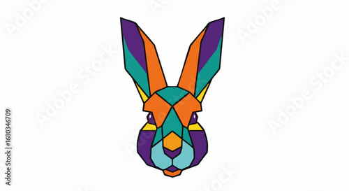 Geometric Rabbit Head Art.