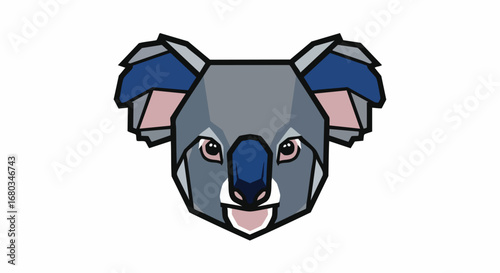 Geometric Koala Head Illustration in Polygonal Style.