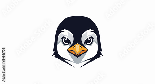 Cute cartoon penguin head illustration with expressive eyes.