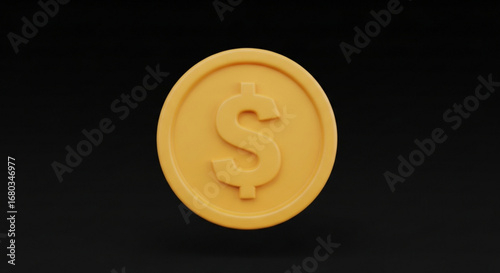 Golden dollar coin illustration for finance and investment concept with currency and wealth management theme
