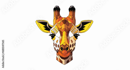 Vibrant Geometric Giraffe Head Illustration with Modern Artistic Style.