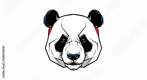Stylized angry panda head mascot vector illustration.