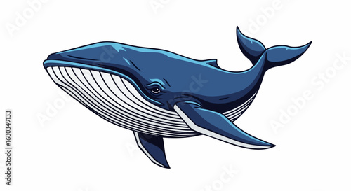 Magnificent Blue Whale Swimming in the Deep Ocean.