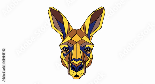 Geometric Kangaroo Head Illustration - Modern Polygonal Animal Art.
