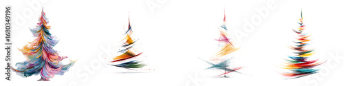 Wallpaper Mural Abstract Watercolor Christmas Trees on White Background, Holiday Illustration Torontodigital.ca