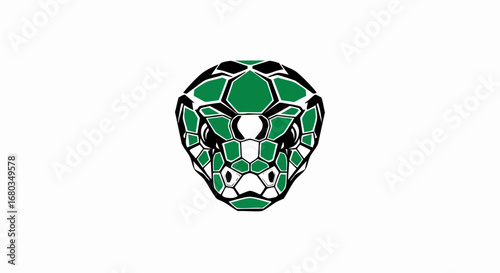 Stylized Geometric Green Snake Head Abstract Design.