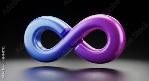 Infinity symbol endless loop concept blue purple gradient rendering design graphic illustration shape infinite sign