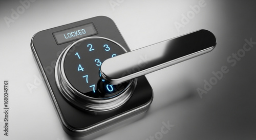 Digital door lock keypad entry system for home security and smart access control with handle and locked display
