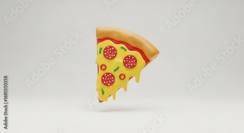 Delicious pepperoni pizza slice with melting cheese food illustration restaurant menu design 3d render