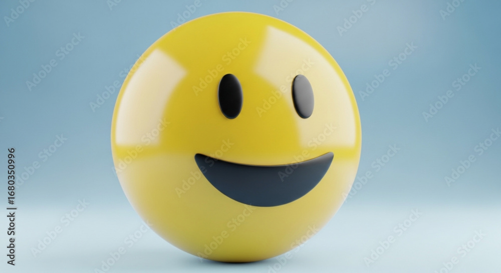 Fototapeta premium Yellow emoji smiley face happy expression 3d rendering for social media and communication design element
