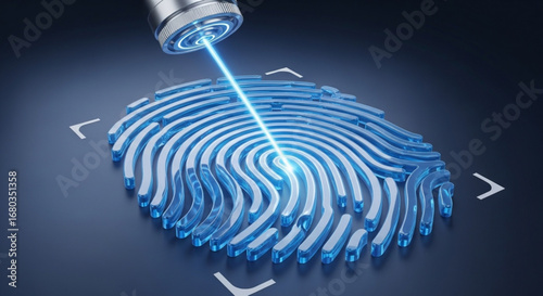 Fingerprint scanning technology for security identification and biometric authentication with laser scanner