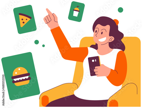 Ordering Food Online Illustration