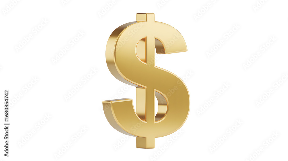Fototapeta premium Shiny golden dollar sign symbolizing wealth and financial success in a bold 3D render
