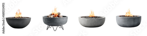 Panel kuchenny z motywem Modern Outdoor Fire Pit Bowls on White Background