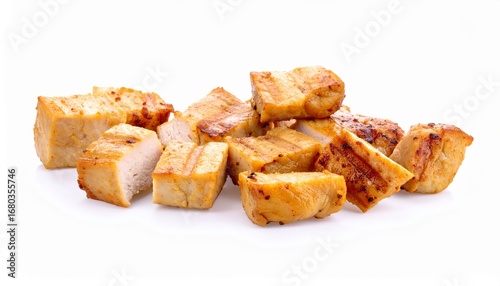 Grilled chicken cubes and strips
