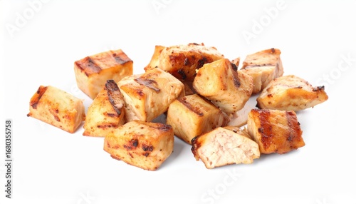 Grilled chicken cubes and strips