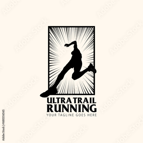 Ultra Trail running logo vector illustration on white background