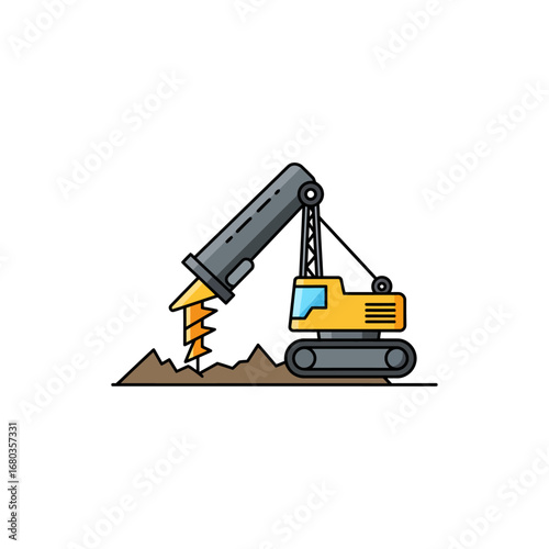 A modern heavy-duty drilling rig, essential for foundation work, powerfully excavates the ground, symbolizing construction, engineering, and industrial development.