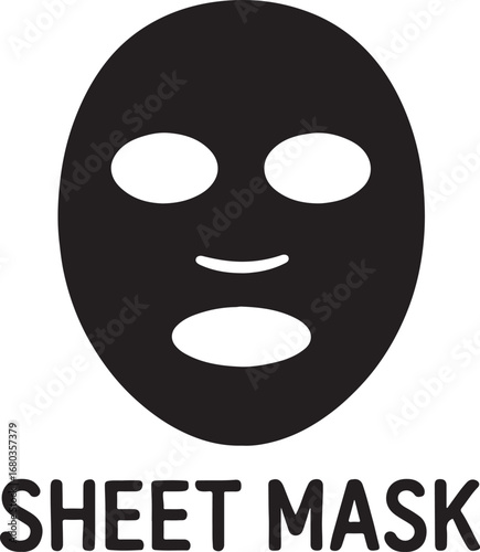 Sheet face mask silhouette vector, skincare icon, perfect for beauty and wellness designs.