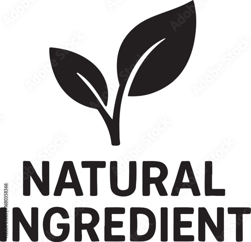 Natural ingredient icon silhouette vector, organic wellness design, perfect for skincare and health.