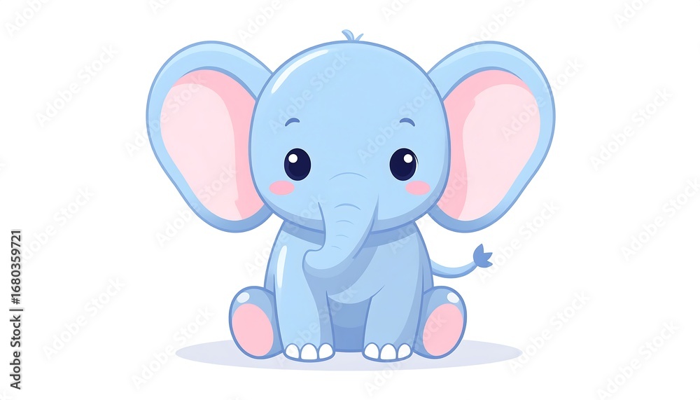 Fototapeta premium Cute light blue elephant sitting
