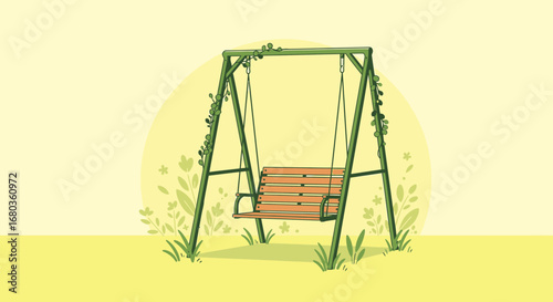 Tranquil Swing Set Enveloped By Nature Serene Outdoor Relaxation Scene