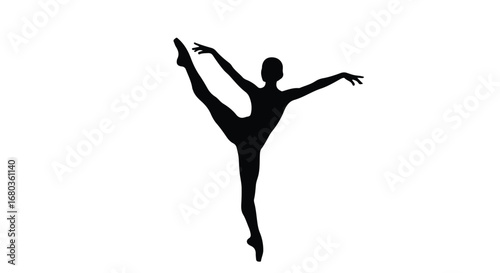 Ethereal ballerina silhouette gracefully striking a pose, showcasing elegance and fluidity of ballet technique in motion art expression