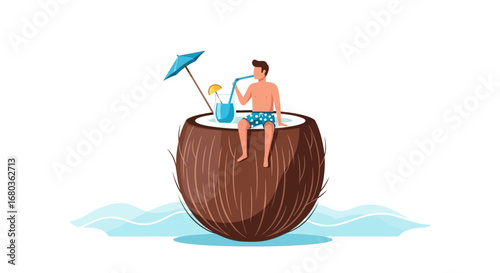 Tropical Vacation: Relaxation and Refreshment with Luxurious Coconut Cocktail