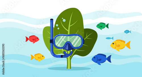 Underwater Exploration: A Vibrant Depiction of Snorkeling and Marine Life