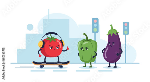 Urban Vegetable Crew: Skateboard Tomato And Grumpy Friends In The City