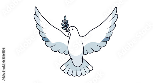 Peaceful Dove Carrying Olive Branch: A Symbol of Hope and Harmony in Flight over the world