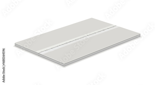 Isometric view of stacked gypsum plasterboard panels with a joint seam, suitable for interior walls and ceiling projects with architectural details