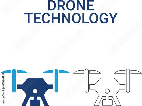 Drone Technology Logo and Icon, Line art icons