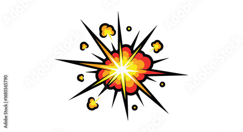 Stylized detonation representation featuring radiating spikes and wisps isolated on a white background