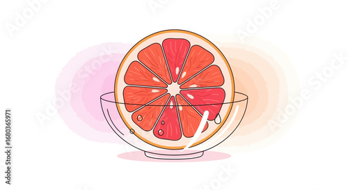 Vibrant Citrus Section in a Glass Bowl with Colored Background Freshness Concept