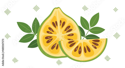 Vibrant Sliced Fruit Illustration Showcasing Tropical Flavors And Healthy Eating Concepts