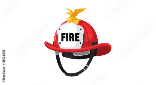 Illustration of a Firefighter Helmet with Eagle Crest Emblem Symbolizing Bravery and Dedication to Fire Safety and Emergency Rescue Services
