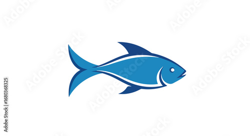 Simple Blue Fish Graphic Illustration for Children's Books and Ocean-Themed Designs