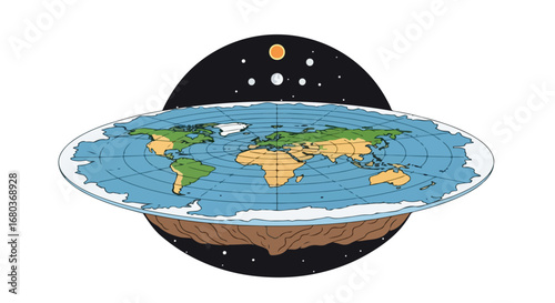 Illustrated Flat Earth Depiction: A Conceptual View of an Alternative World Model Theory