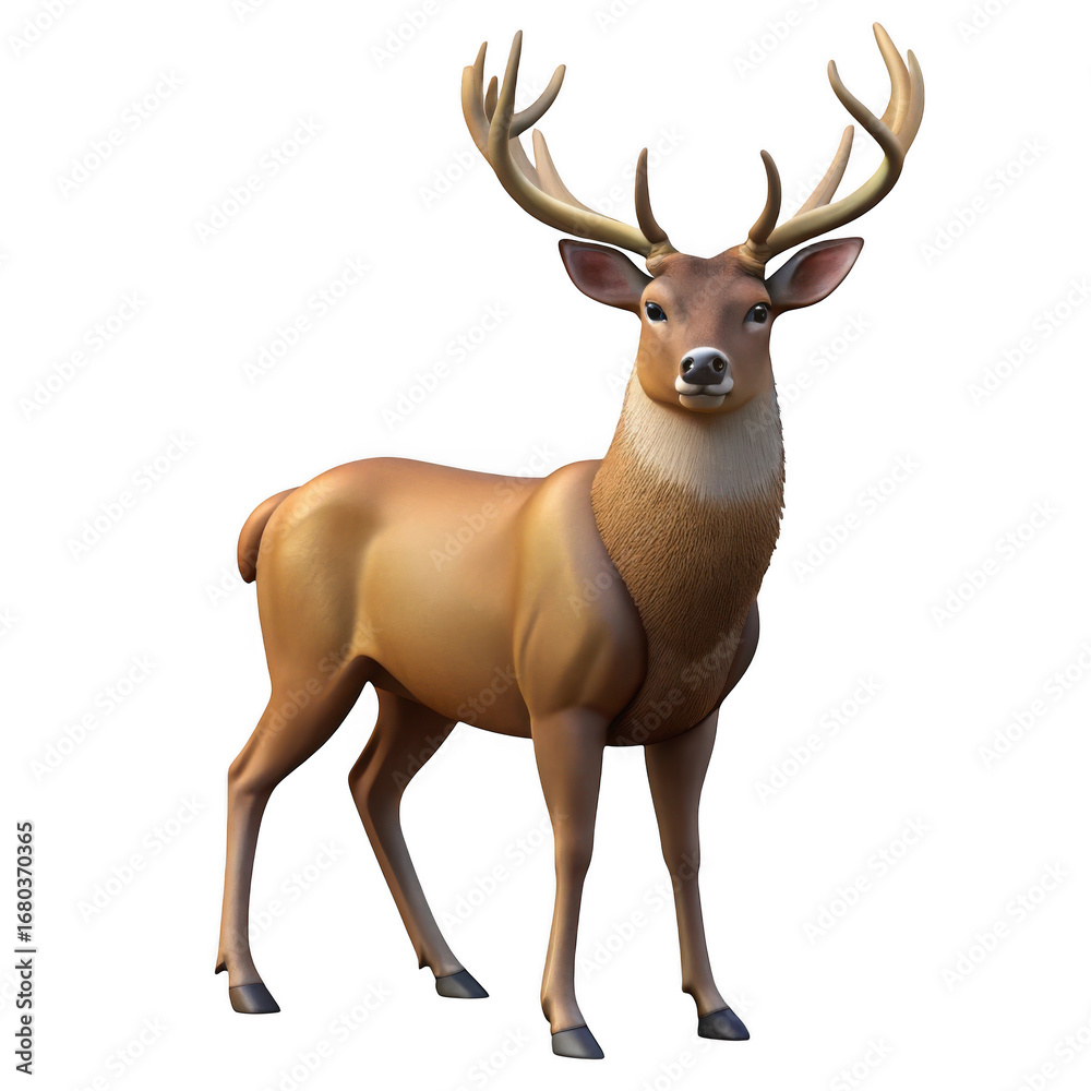 Fototapeta premium 3d majestic stag with antlers on black background