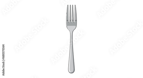 Single silver fork on white backdrop symbolizing culinary utensils and dining ware for eating occasions in kitchen setting isolated centered