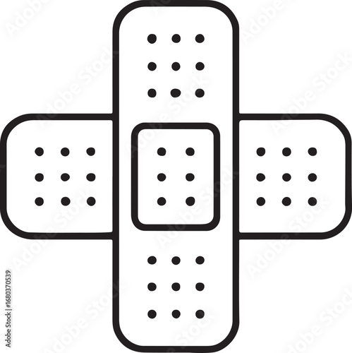 Minimalist bandage vector line art icon. Clean medical plaster outline design for healthcare.