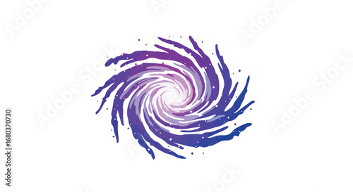 Stylized cosmic swirl with purple and white hues offering a sense of depth and ethereal movement, ideal for abstract designs