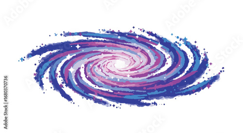 Cosmic Swirl: A Whimsical Galaxy Illustration with Vibrant Hues and Sparkling Accents capturing universal wonder