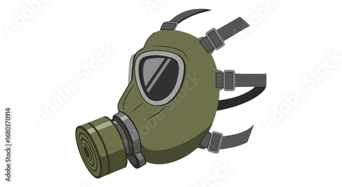 Stylized Gas Mask Illustration: Protection Gear Against Airborne Threats and Pollution Hazards