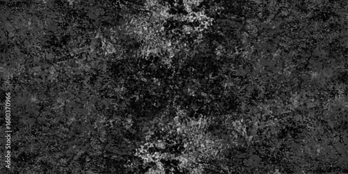 Abstract black grunge texture with dust grain and scratch patterns, dark concrete surface effect, distressed overlay background for vintage and cinematic style.